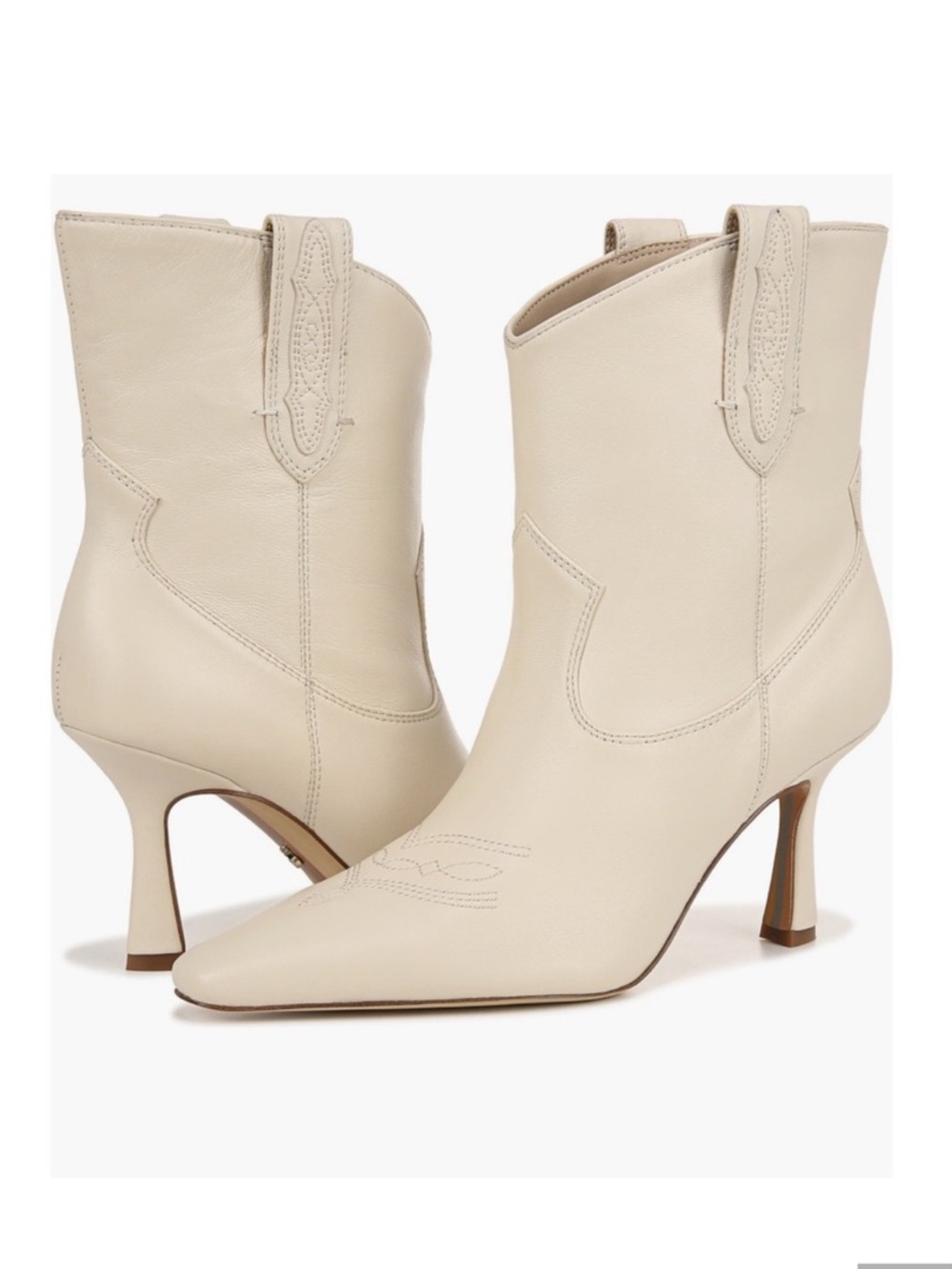 Sam Edelman cowboy boots Cream Heeled Boots with Western Flair